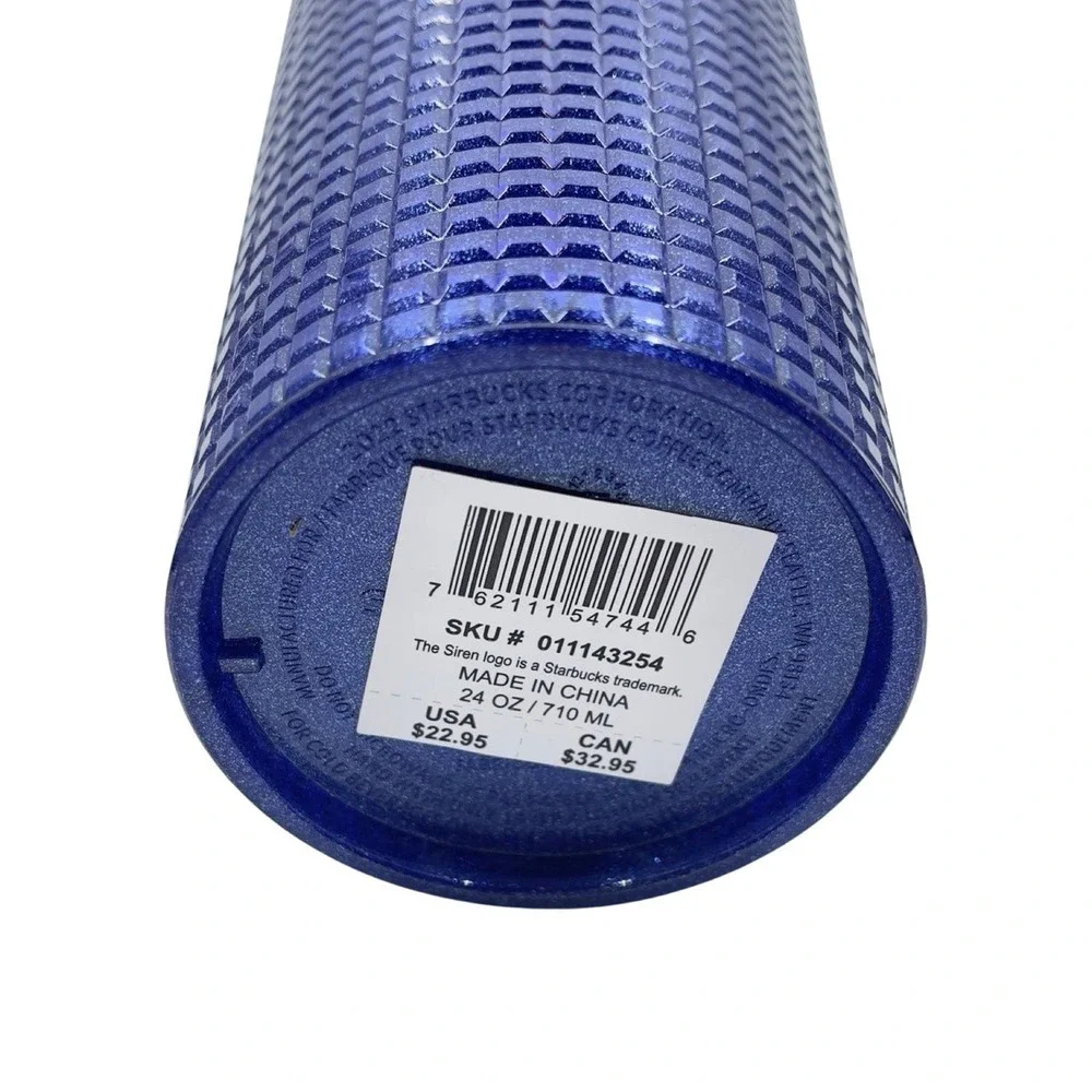 NWT Starbucks Cobalt Blue Grid Cold Cup - Venti - Tumbler - 24 oz - Summer 2023 - Picture 7 of 10